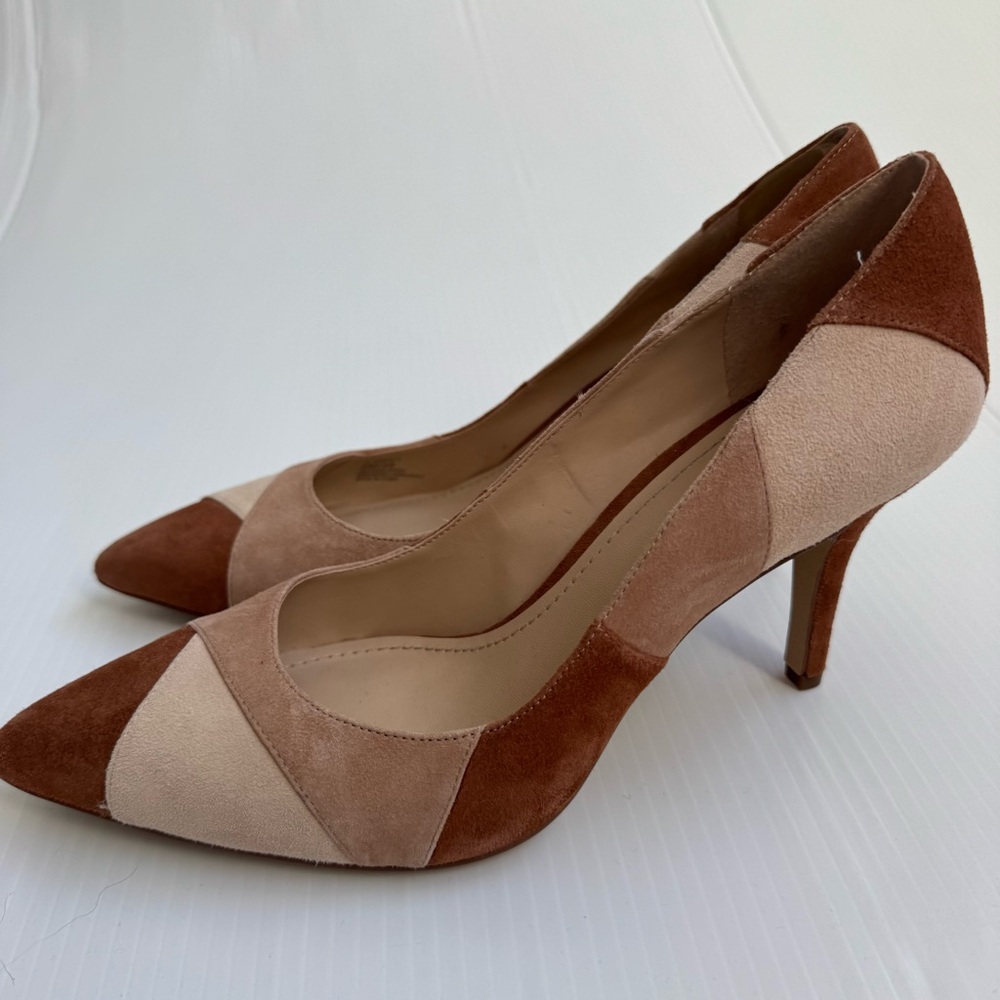 BCBGeneration patchwork suede Tan and Brown Heels - image 2